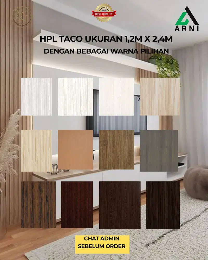 HPL Taco/Motif Kayu/Ukuran 1,2m x 2,4m/Mudah Dipasang/HPL Perlembar