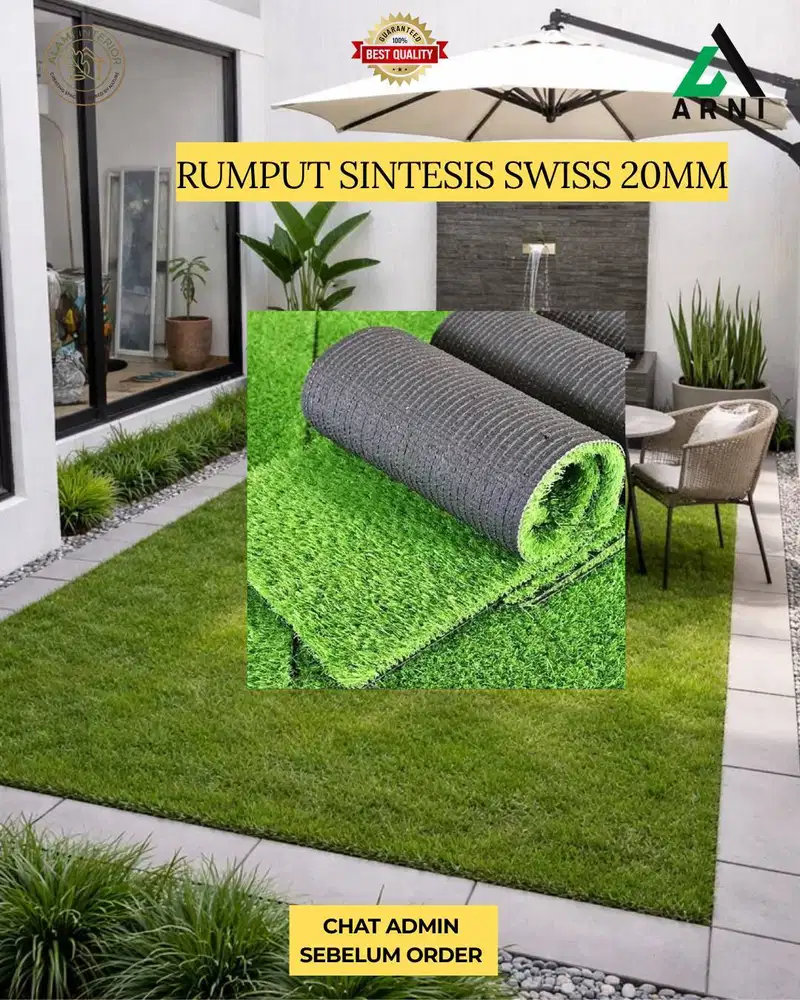 Rumput sintesis swiss/ ukuran 2mx20mx20mm/ rumput dekorasi outdoor