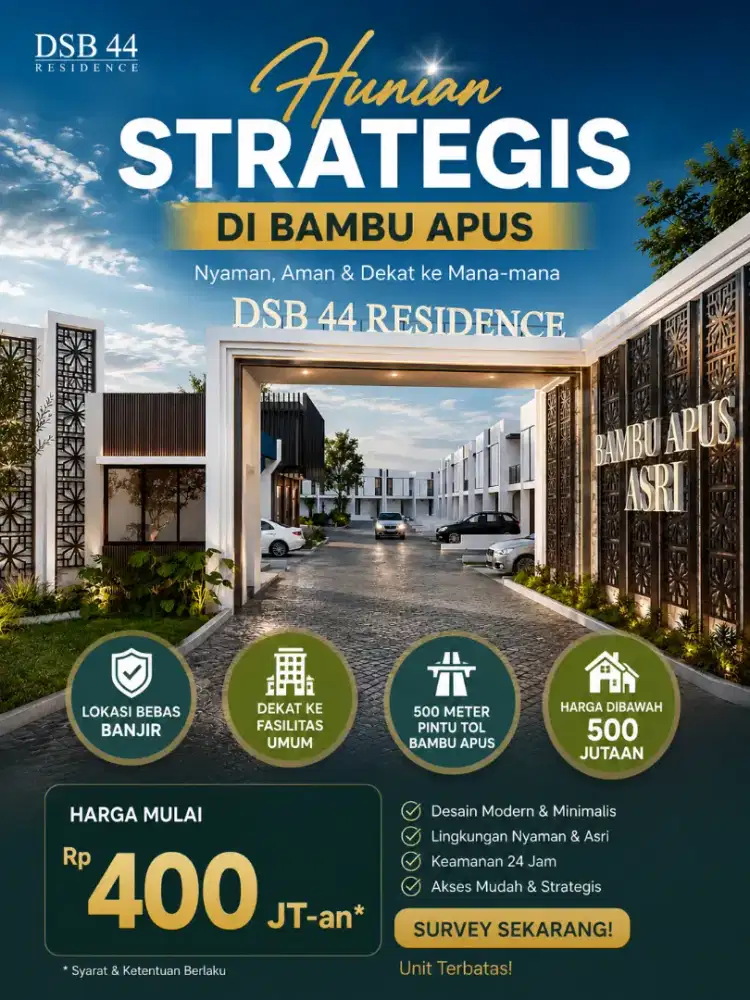 Rumah 2 Lantai Minimalis di Bambu Apus Jakarta Timur Harga Promo