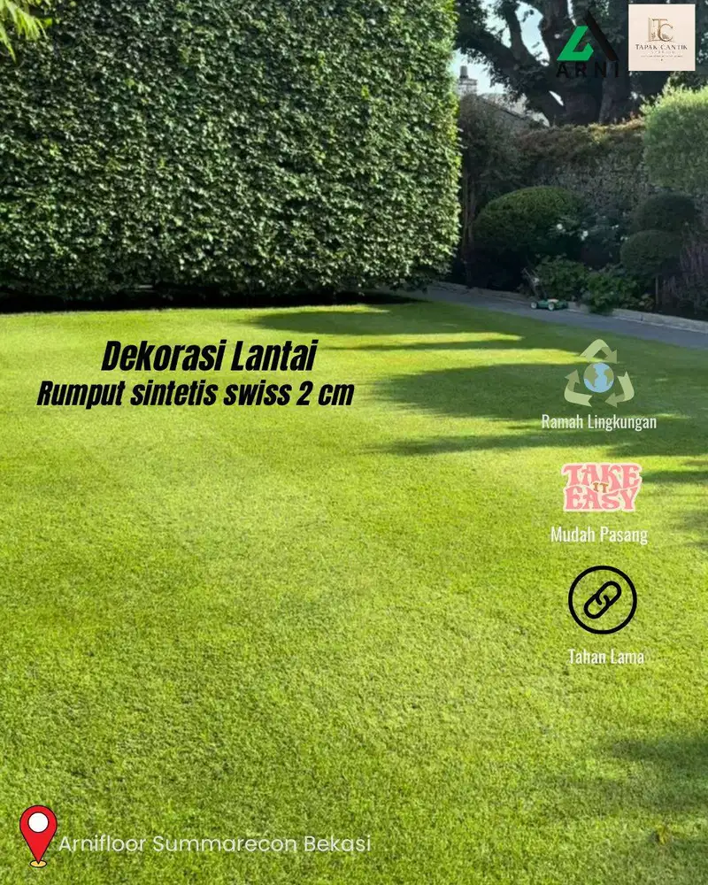 Rumput sintetis swiss 2cm/ awet/ mudah pasang
