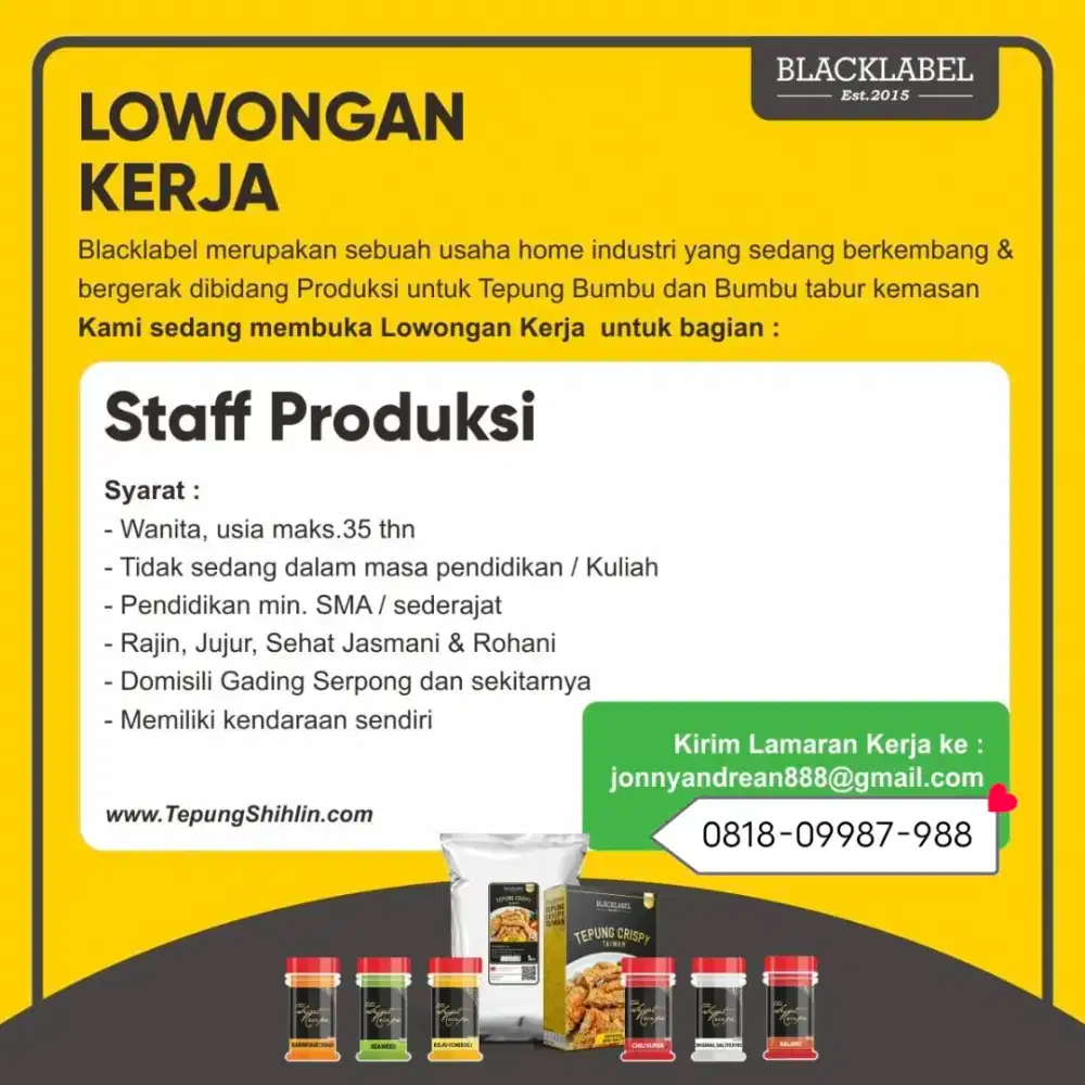 LOKER - Staff Produksi