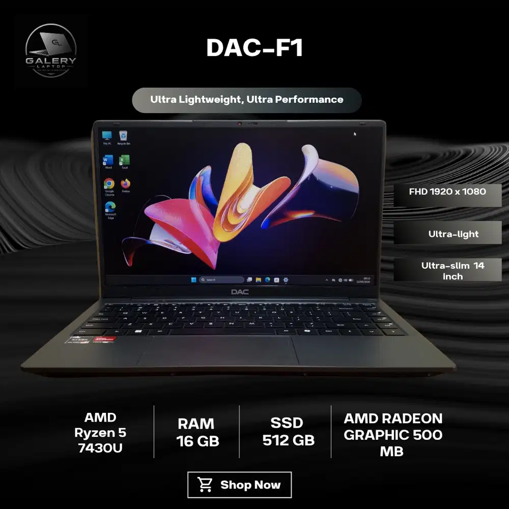 Laptop editing dan design AMD Ryzen 5 7430U Ram 8 GB SSD 1 TB FHD