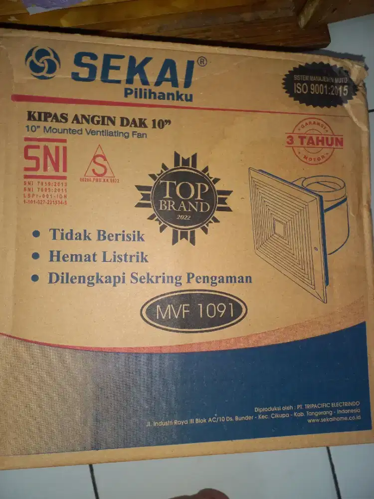 kipas exhaust plafon dari merek SEKAI 10 inc
