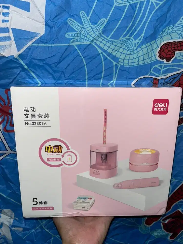 Deli Set Alat Tulis Elektrik Rautan Penghapus Vacuum Pensil 5 In 1