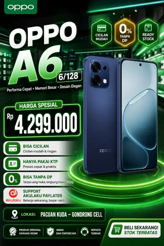 Handphone Oppo A6 6/128 Lokasi Surabaya bisa Cicilan juga