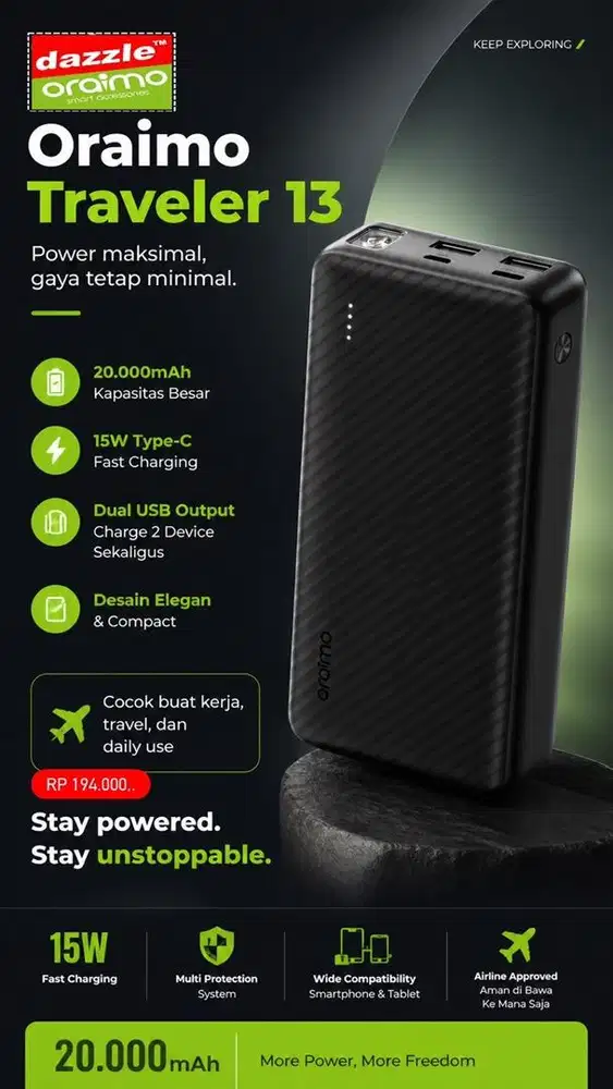 Powerbank 20.000mAh Oraimo OPB-1201P
