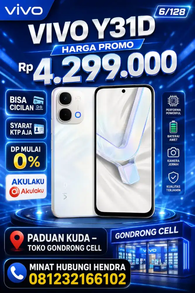 Handphone Vivo Y31d 6/128 Ready bosku