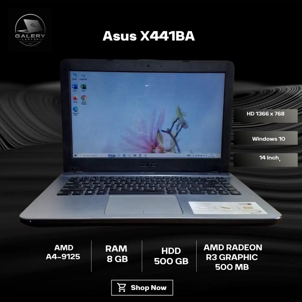 MURAH Asus X441BA AMD A4-9125 Ram 8 GB HDD 500 GB
