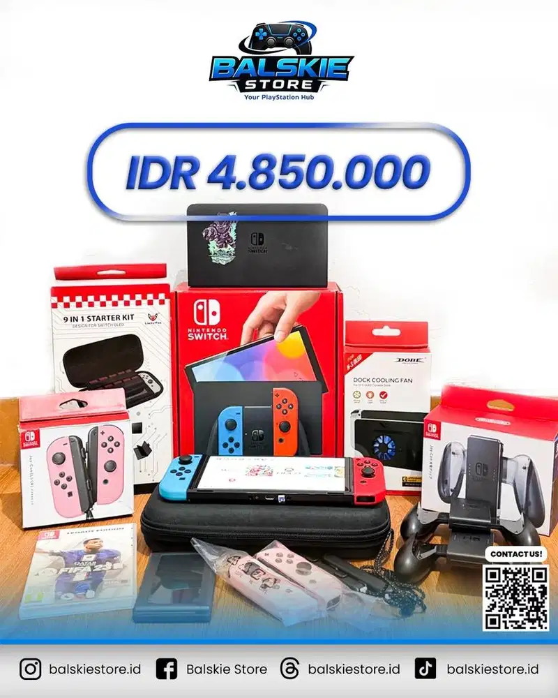 NINTENDO SWITCH OLED 64GB OFW FULLSET + BANYAK BONUS