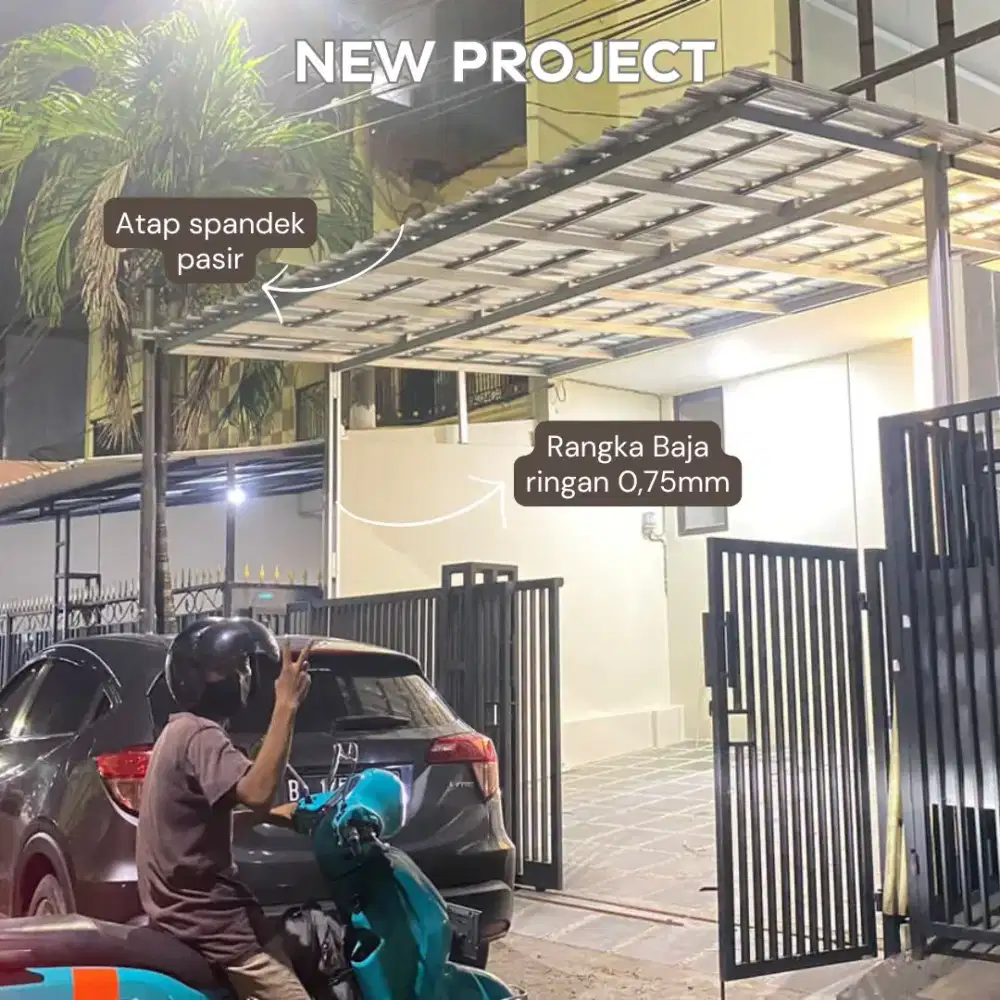 Kanopi/carport baja ringan atap spandek polos