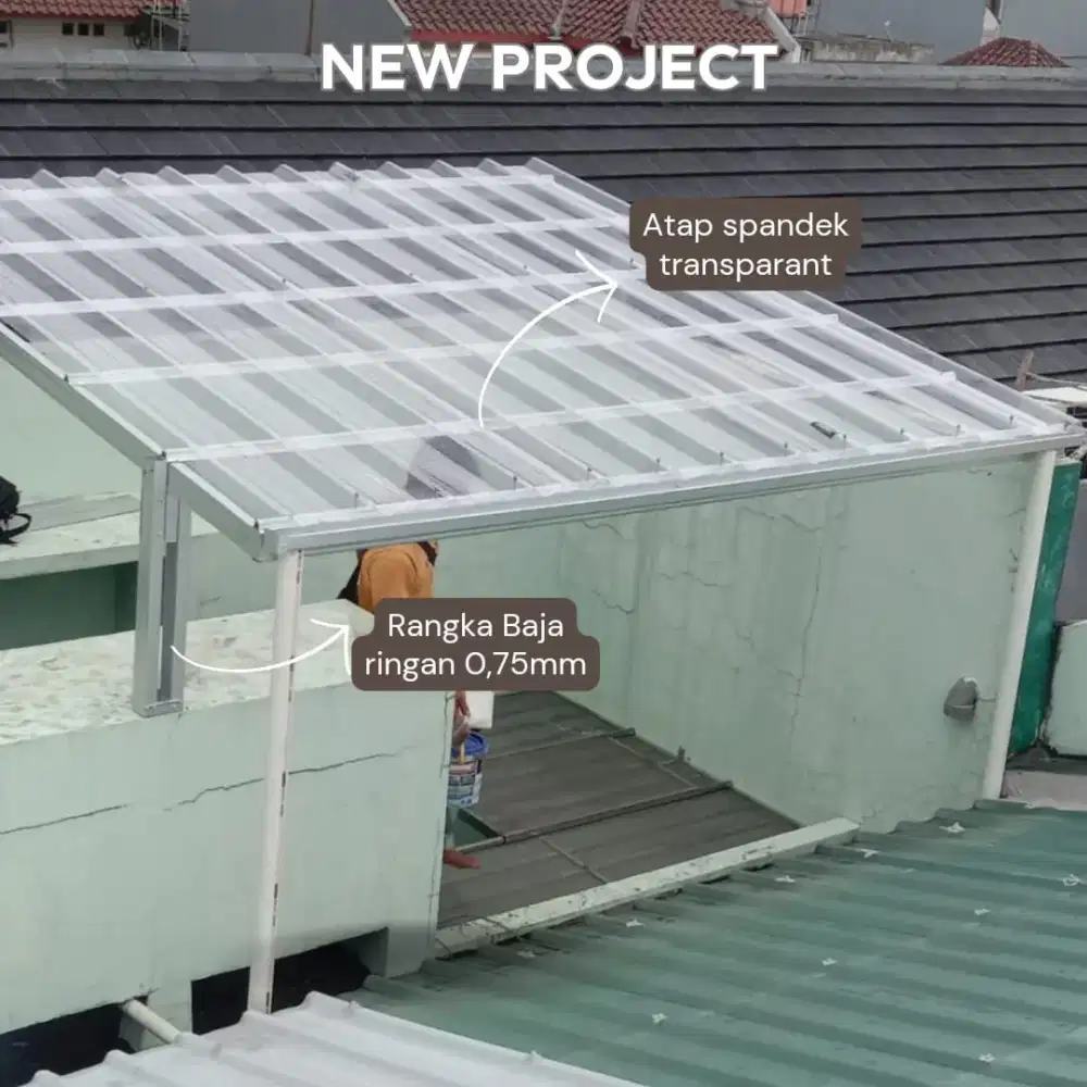 Kanopi/carport baja ringan atap spandek transparan