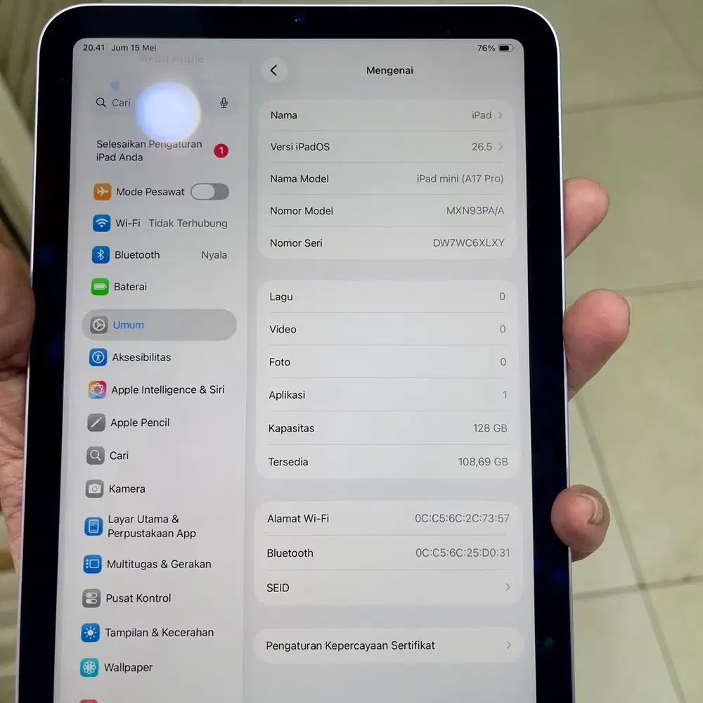 Apple ipad mini 7 resmi 128 gb ibox fullset original