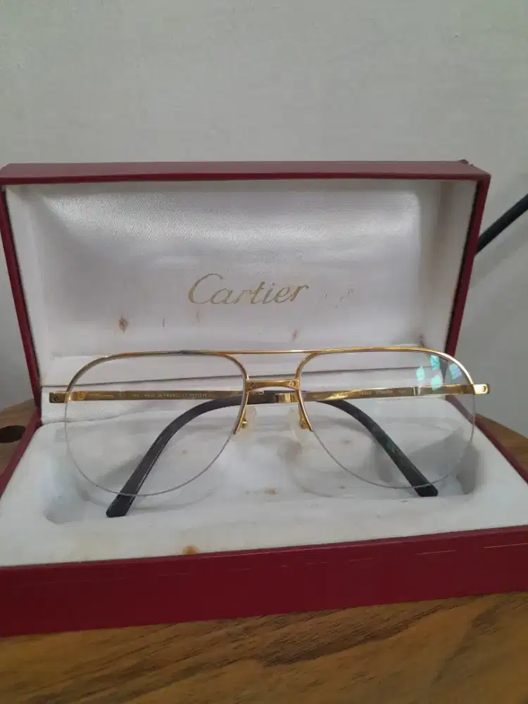Kacamata Cartier Titanium Aviator Klasik Semi Rimles Vintage Original