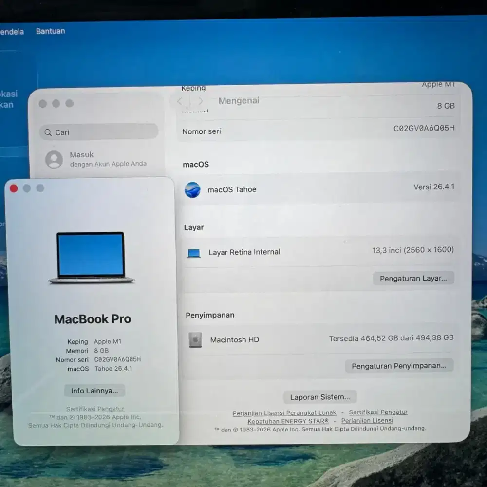 Macbook Pro M1 Layar 13 Inch Ram 8 Ssd 512 Silver Touchbar buat desain