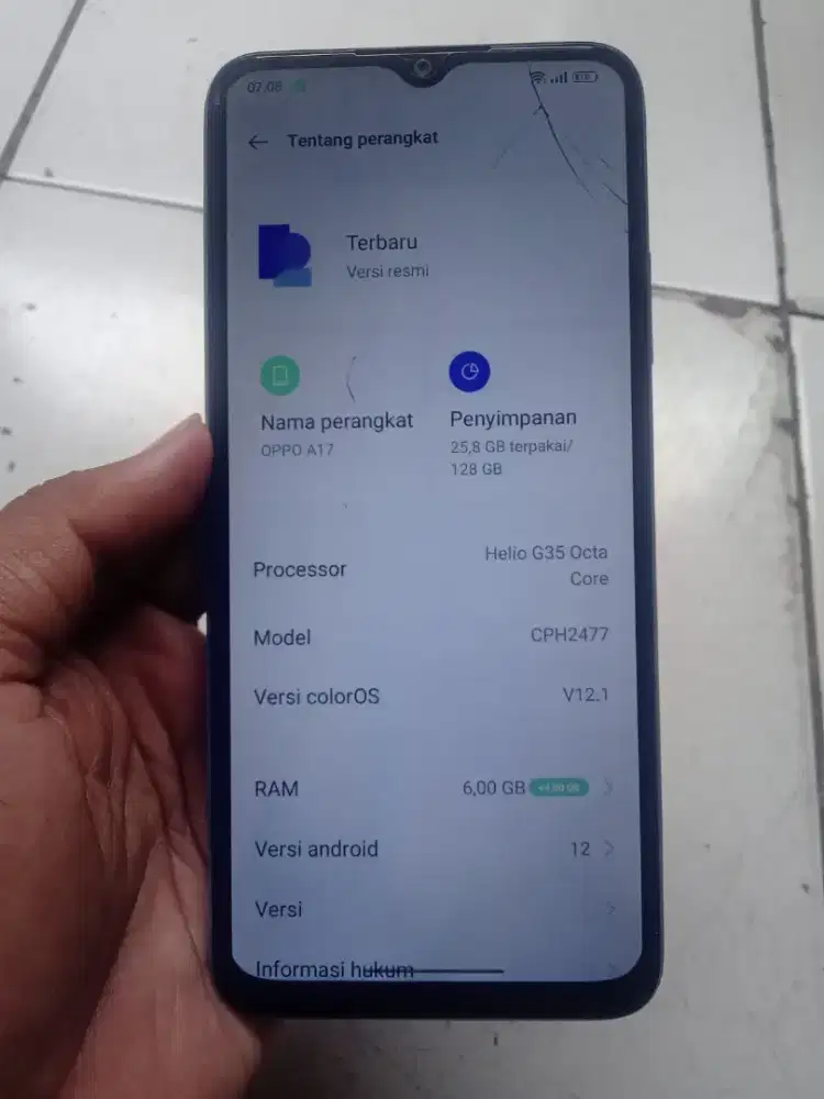 BU hp oppo a17 6+4/128 lcd masih ori batere awet tapi ada minusnya