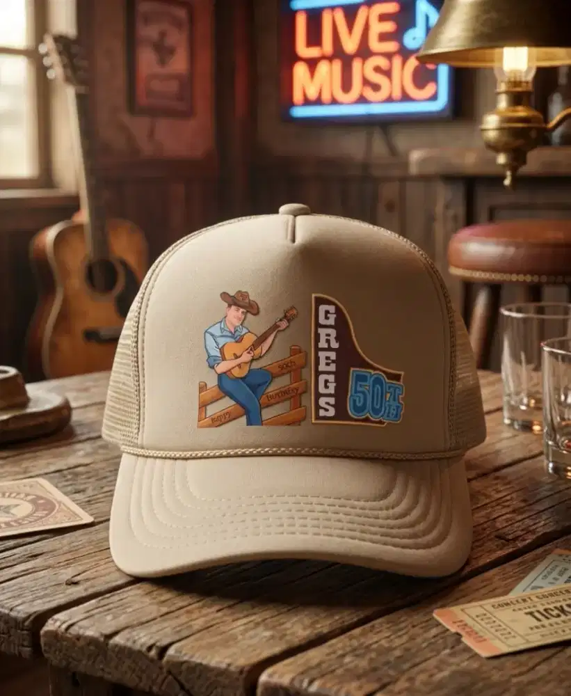 Topi Trucker Rope Hat Vintage Logo Gitaris Country Otto Ori Second