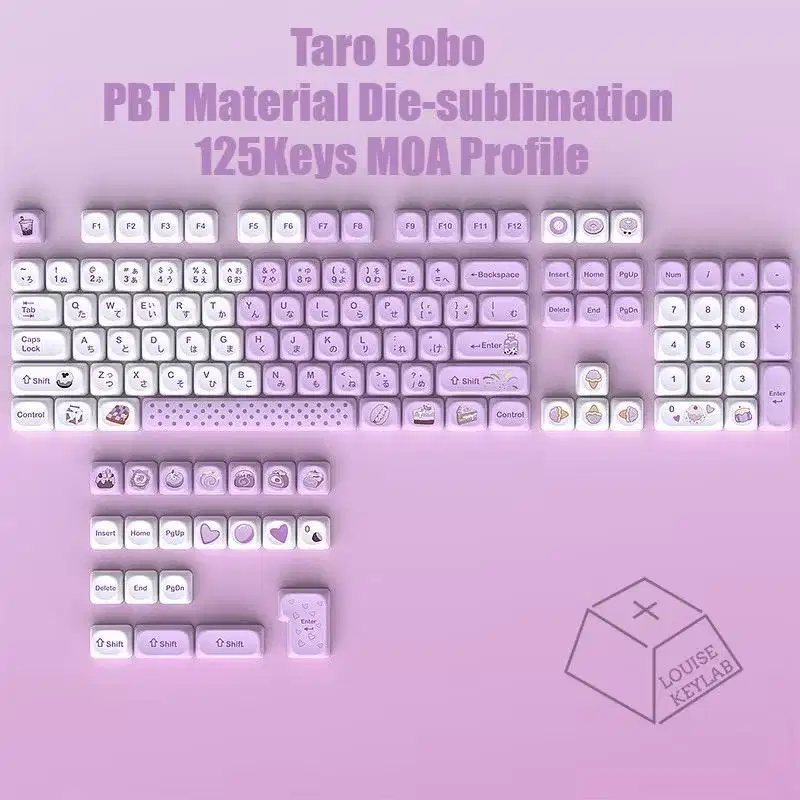Keycaps Taro bubble 125Key hiragana ungu