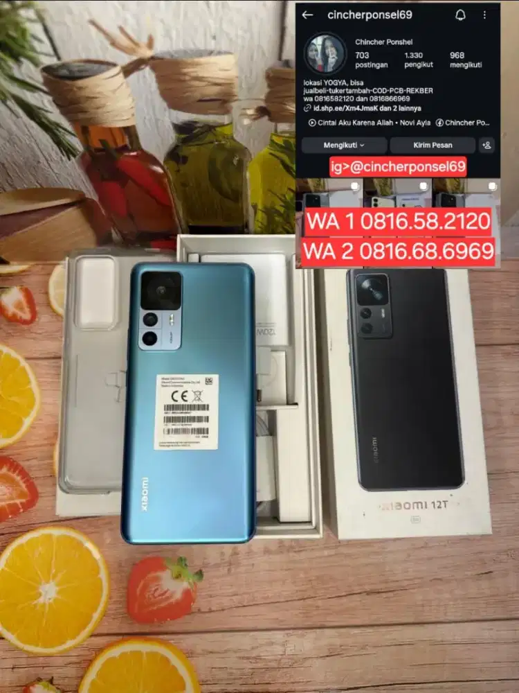 JUAL HP likeNEW Xiaomi 12T 5g 8/256 Fullset ORIGINAL josss