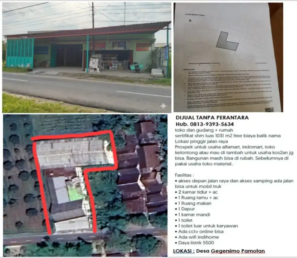 Dijual Rumah, Toko, dan Gudang
