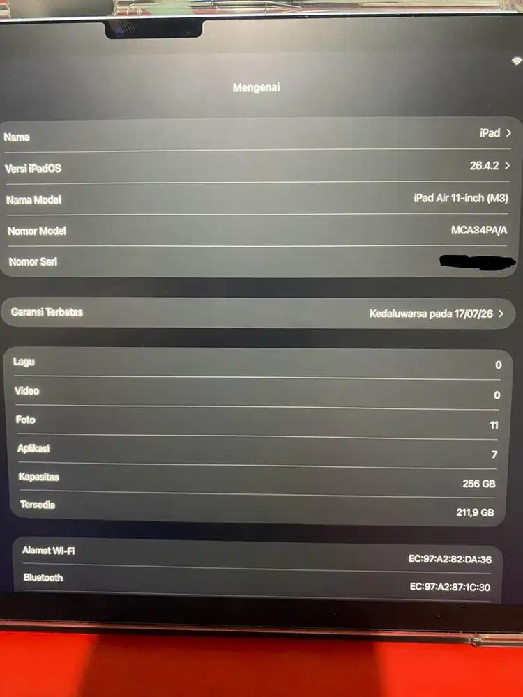 ipad air M3 (256gb) IBOX nota ada