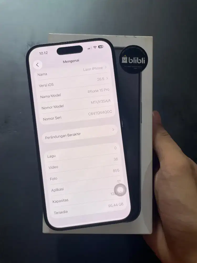 JUAL IPHONE 15 PRO 128GB BLACK TITANIUM RESMI IBOX(BLIBLI)