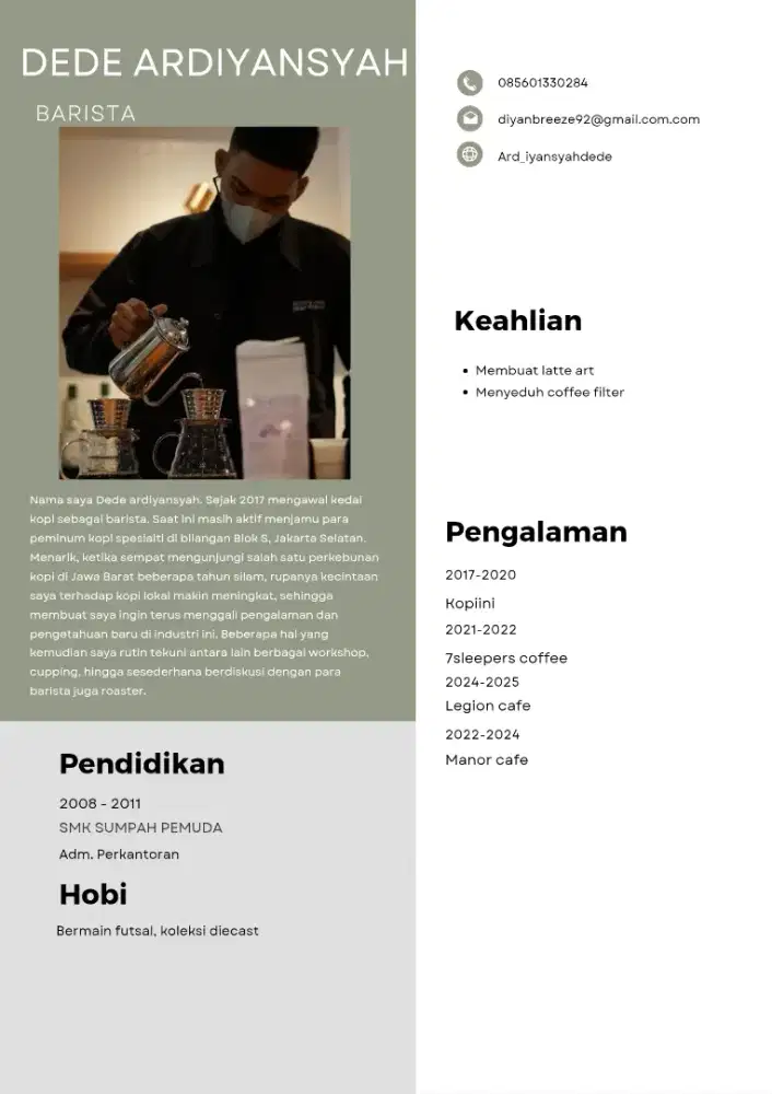 Mencari lowongan/pekerjaan sebagai BARISTA