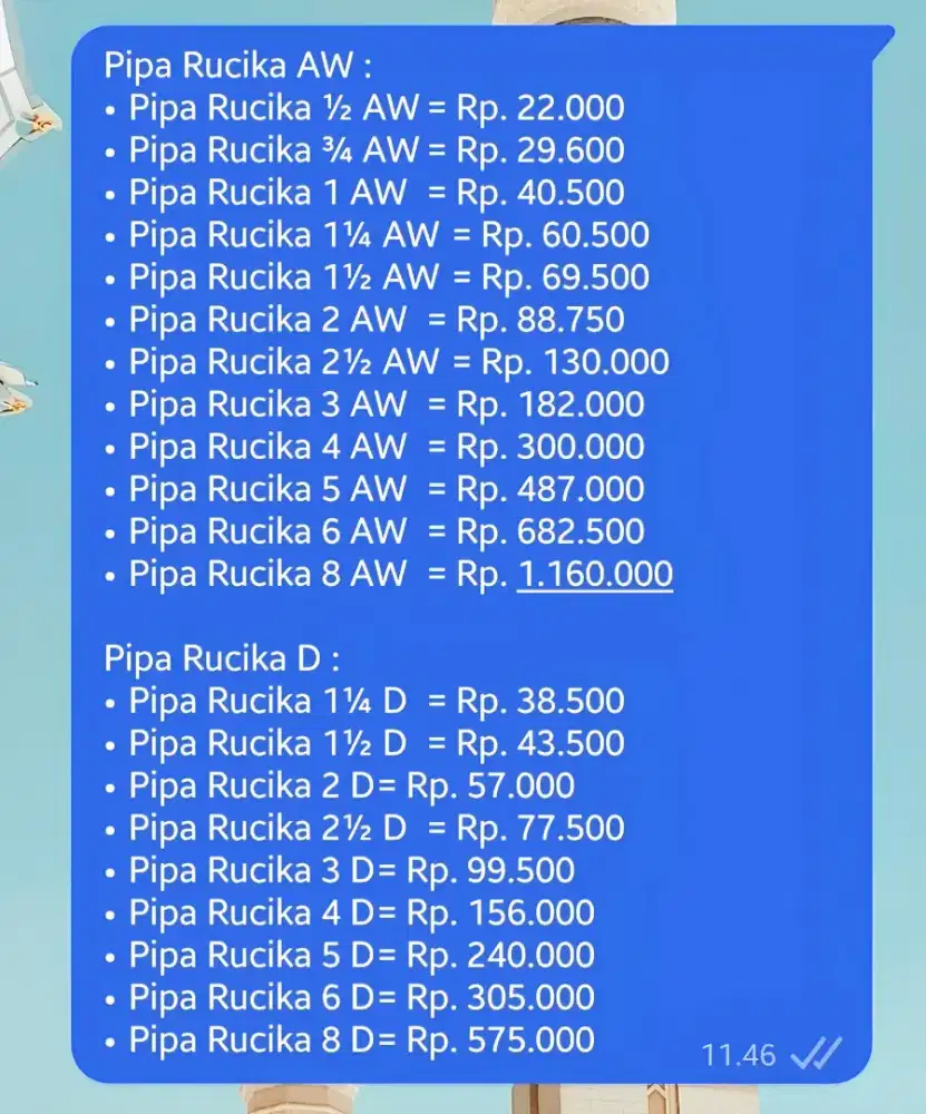 OBRAL HARGA PIPA RUCIKA BAYAR DITEMPAT. Gratis Ongkir !!