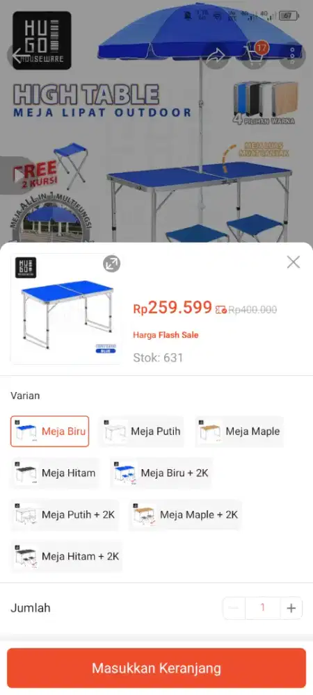MEJA LIPAT JUALAN, PAYUNG JUALAN, DAN TAS OBROK BUAT DIMOTOR 350RIBU