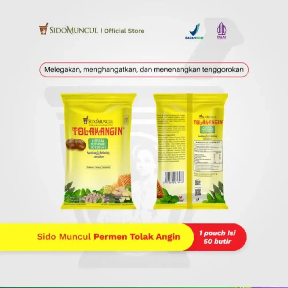 Permen Tolak Angin isi 50 butir.