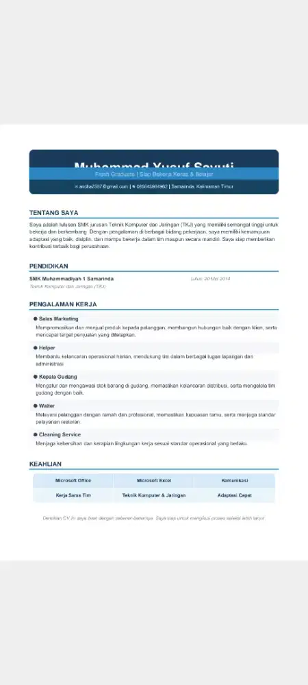 Mencari kerja apa pun Helper, OB, kerja berat ap aja