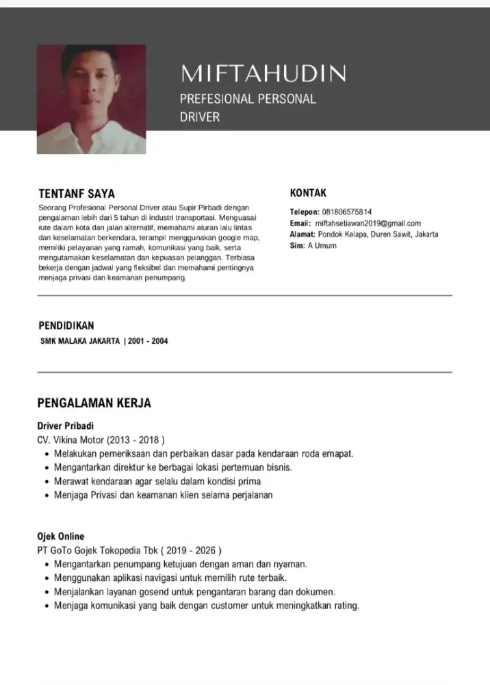 Mencari pekerjaan sebagai driver