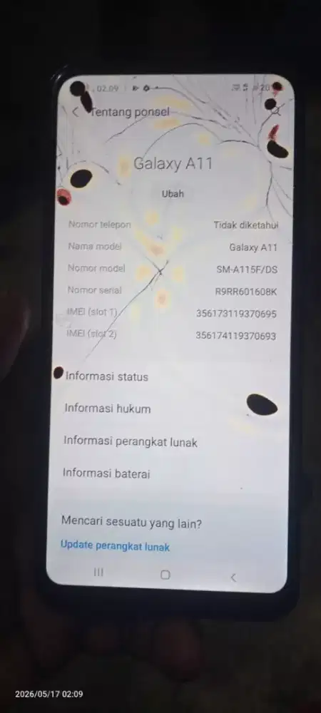 Jual aja nih hp minus seperti di foto Samsung a11 ram 3/32