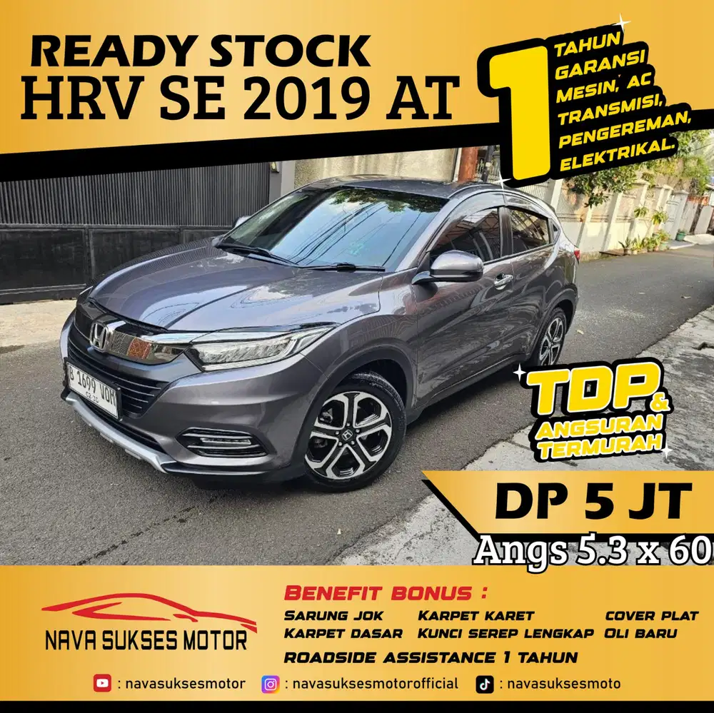 TDP 5 Jt Angs Termurah Honda HRV SE 2019 Matic Abu Abu Low Km Like New