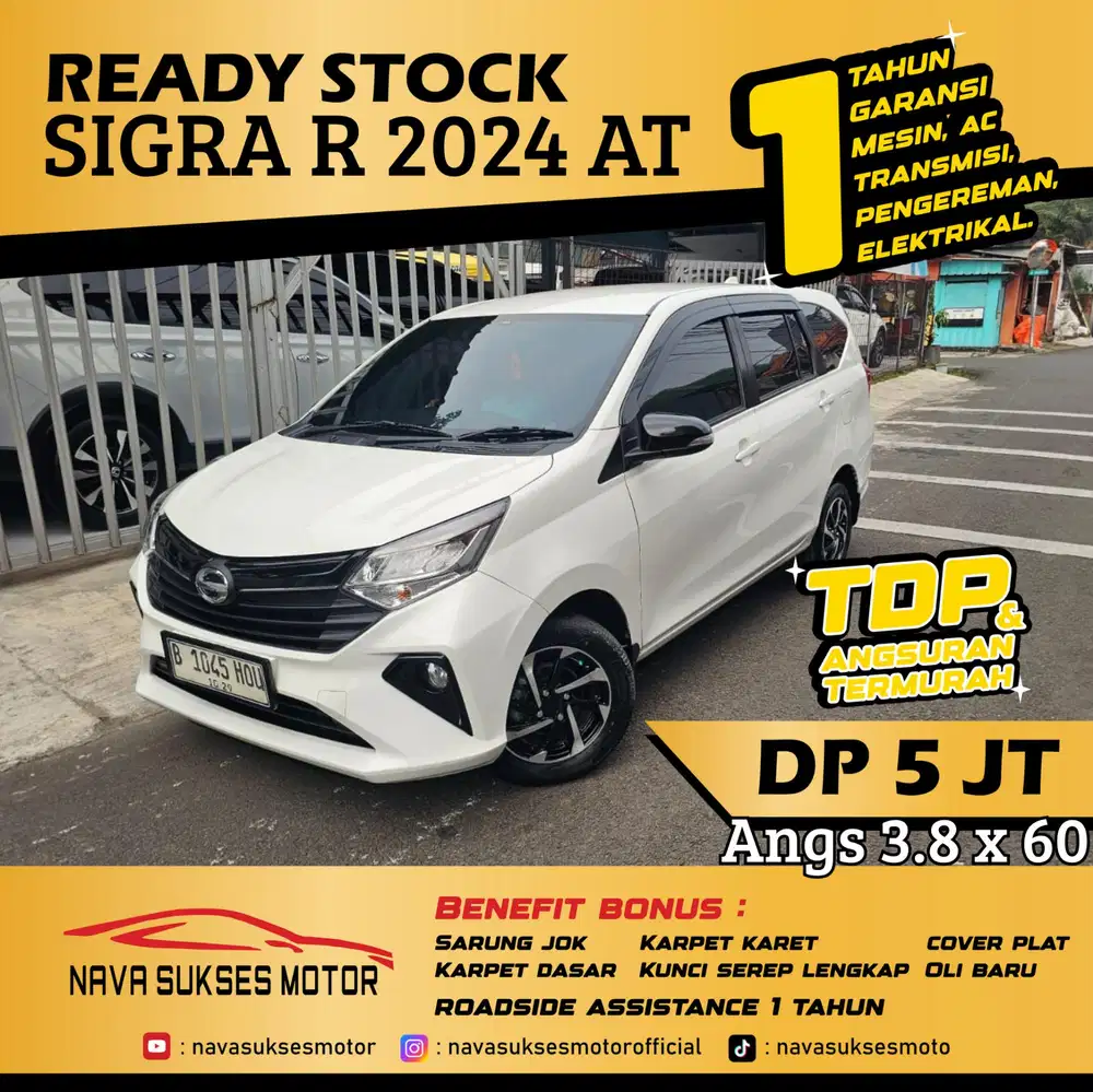 TDP 5 Jt Angs Termurah New Sigra R 2024 Matic Putih Low Km Like New