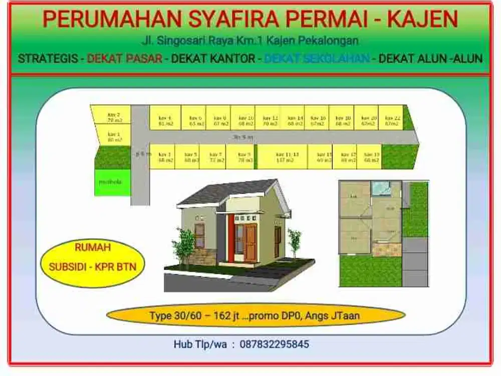 DIJUAL RUMAH SUBSIDI di KAJEN , STRATEGIS