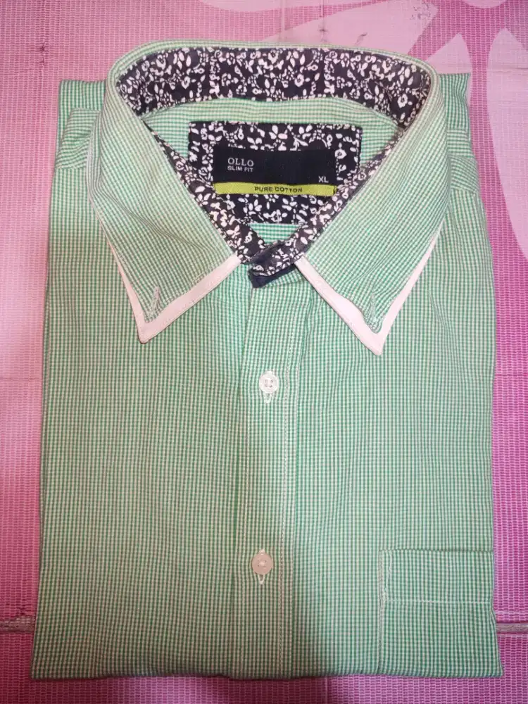 OLLO SLIM FIT KEMEJA PRIA [HIJAU MUDA]