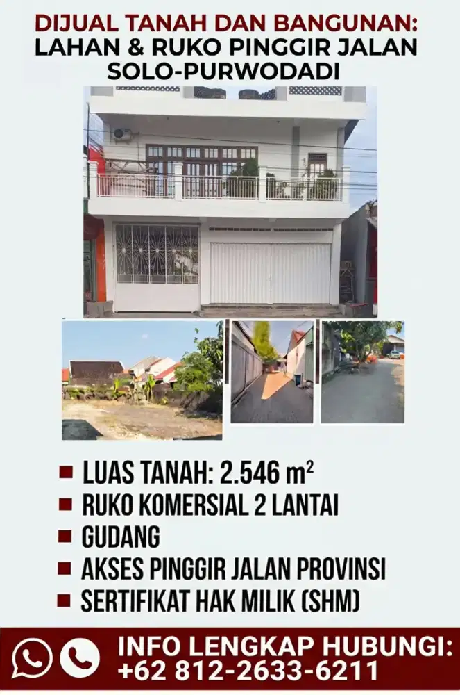 Dijual Tanah dan Bangunan.