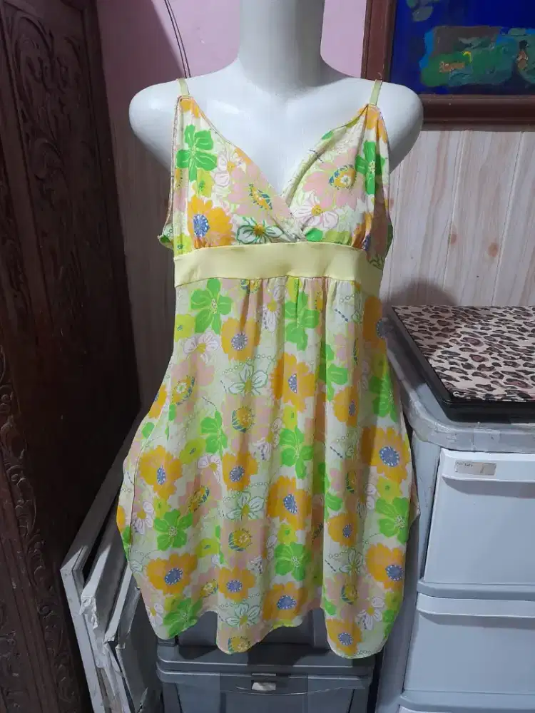 Babydoll mini dress bahan siffon  Ld 90