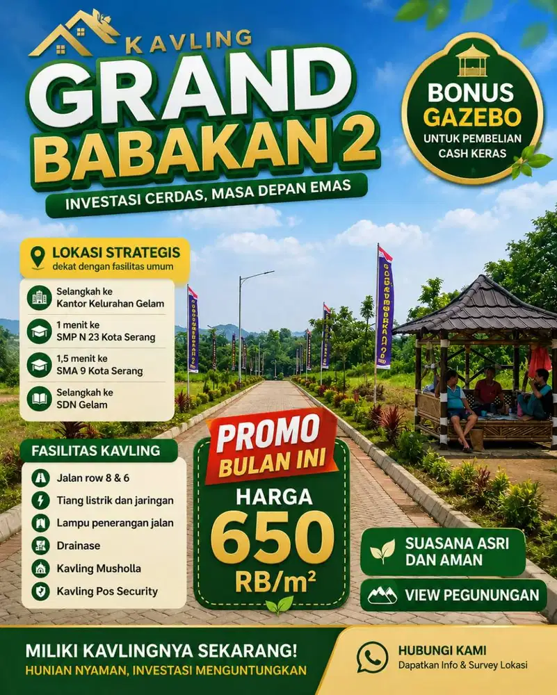 Tanah Kavling Murah, Gelam Kota Serang