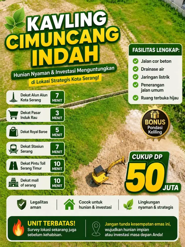 Tanah Kavling Cimuncang, Dekat Exit Tol Serang Timur.