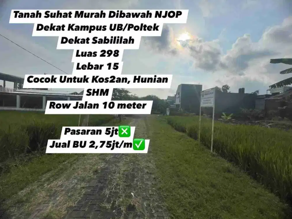 Tanah Murah Suhat Dibawah NJOP
