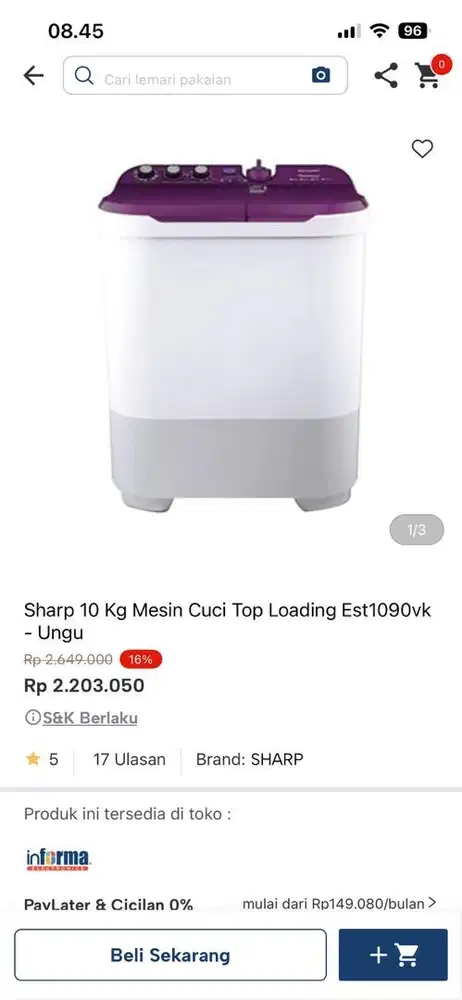 mesin cuci sharp twin tab