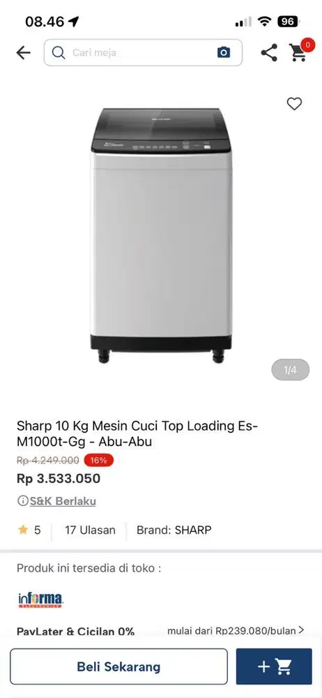 mesin cuci sharp top loading