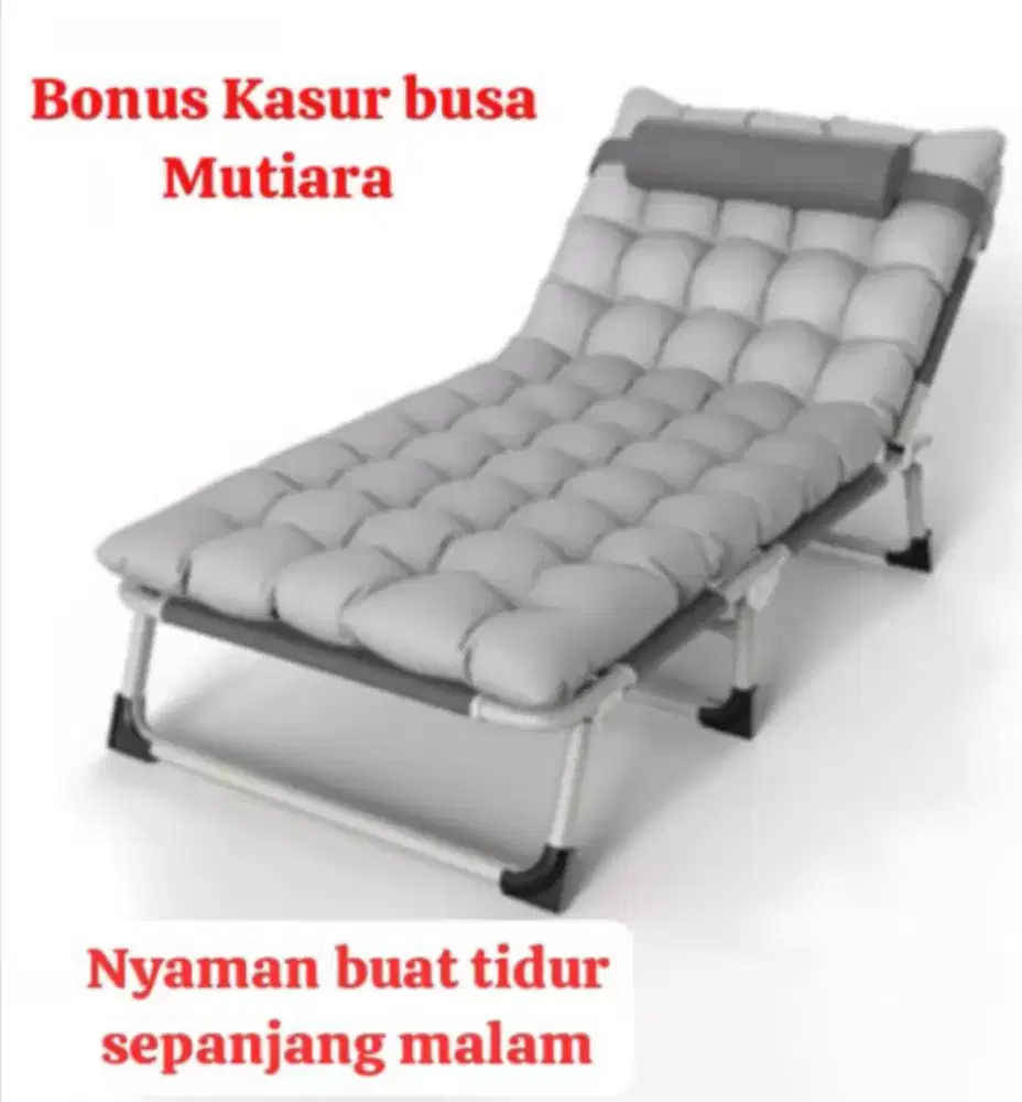 Bed lipat, bonus busa mutiara ,warna grey