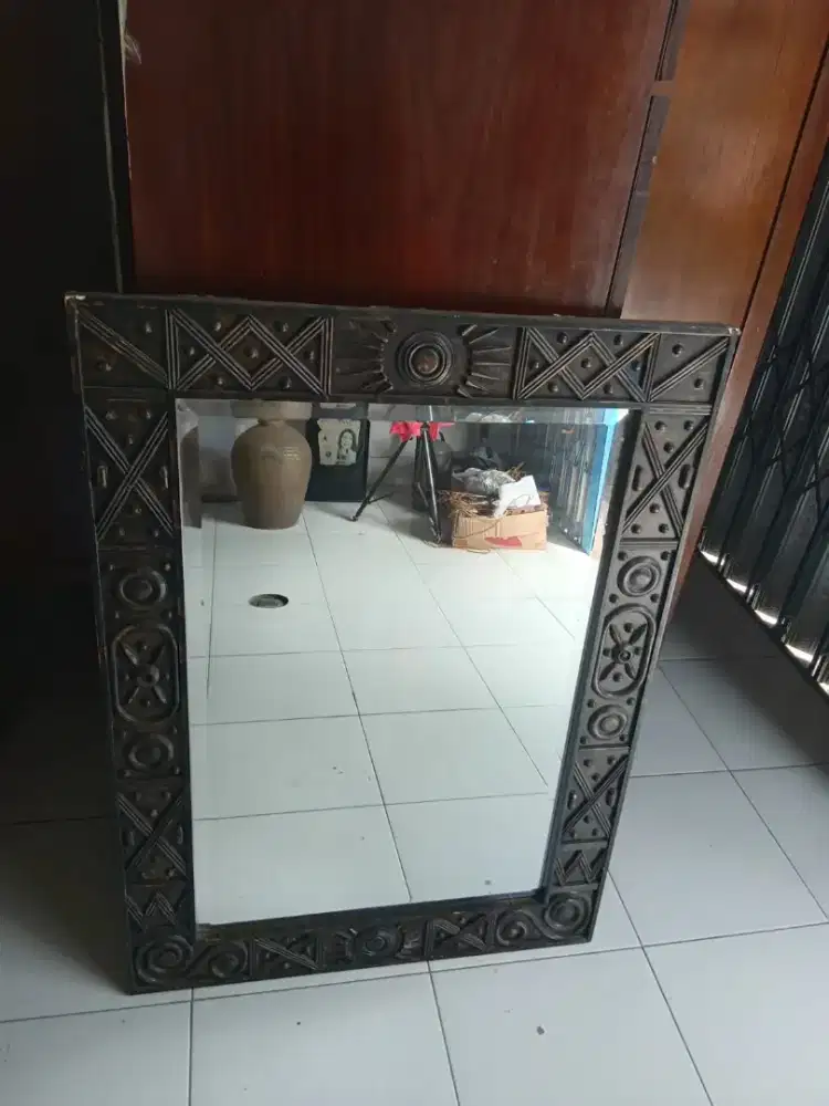 Antique Mirror Frame Handmade with primitive carvings