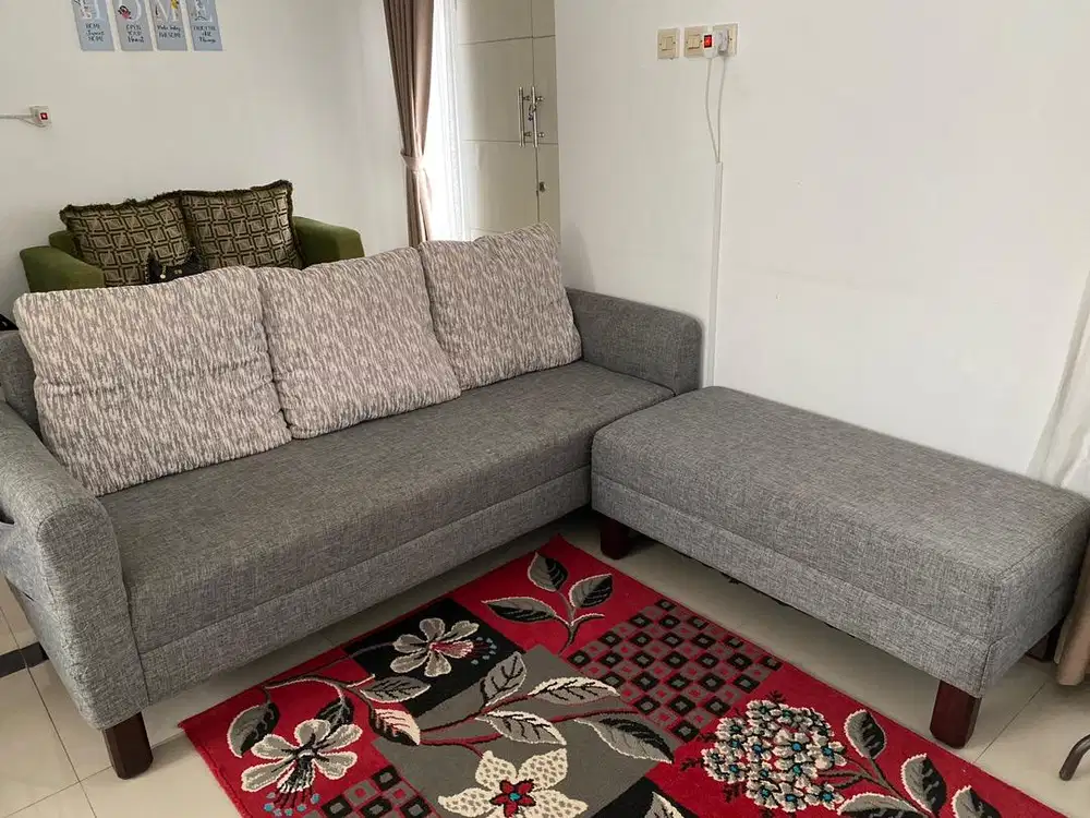 Sofa L 3 sheet warna Grey