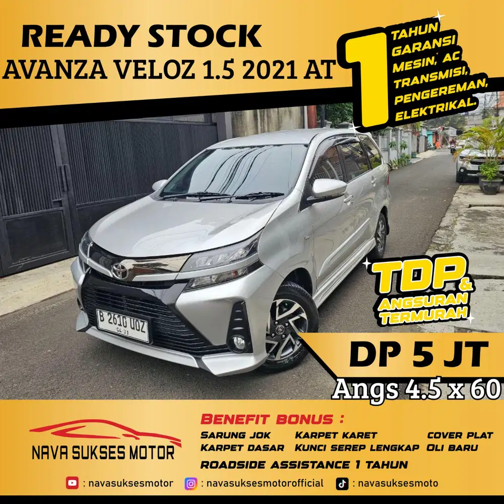 TDP 5 Jt Angs Termurah Avanza Veloz 1.5 2021 Matic Silver Low Km