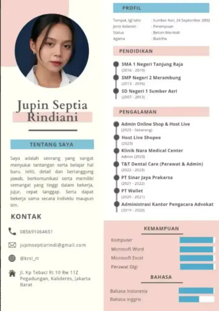 Mencari pekerjaan sebagau waiters. Atau admin