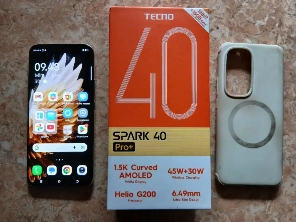 Techno spark 4 pro+ 8/128 fullset ori mulus