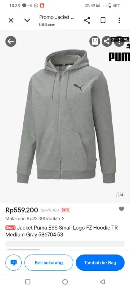 Jaket Puma ori diskon